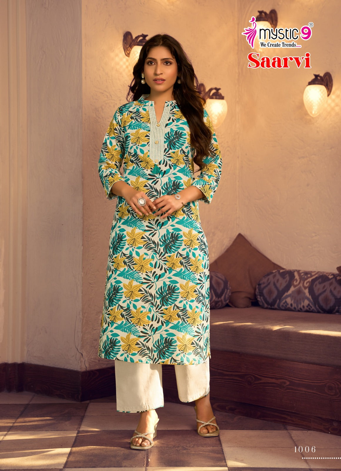 Saarvi Vol 1 Mystic 9 Cotton Kurti Pant Set Wholesaler Ahmedabad