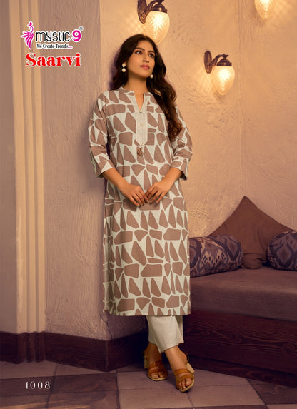 Saarvi Vol 1 Mystic 9 Cotton Kurti Pant Set Wholesaler Ahmedabad