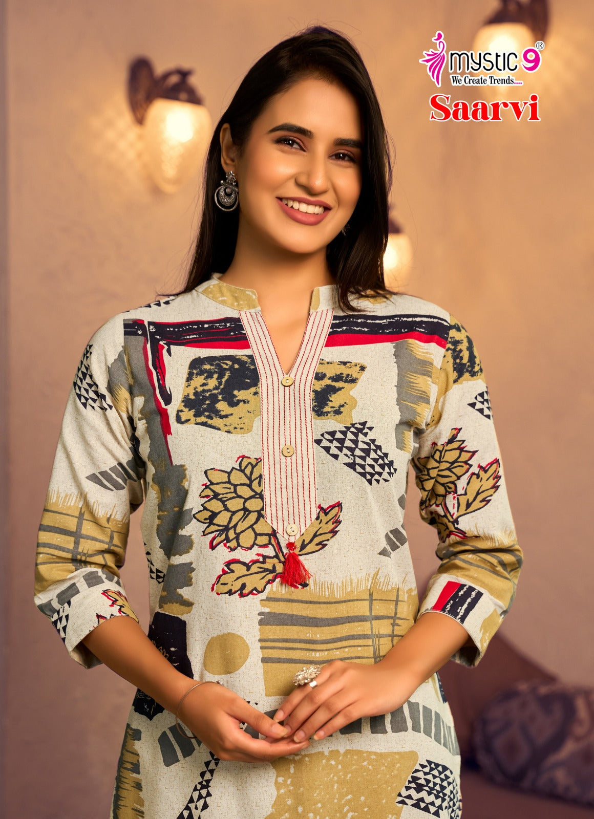 Saarvi Vol 1 Mystic 9 Cotton Kurti Pant Set Wholesaler Ahmedabad