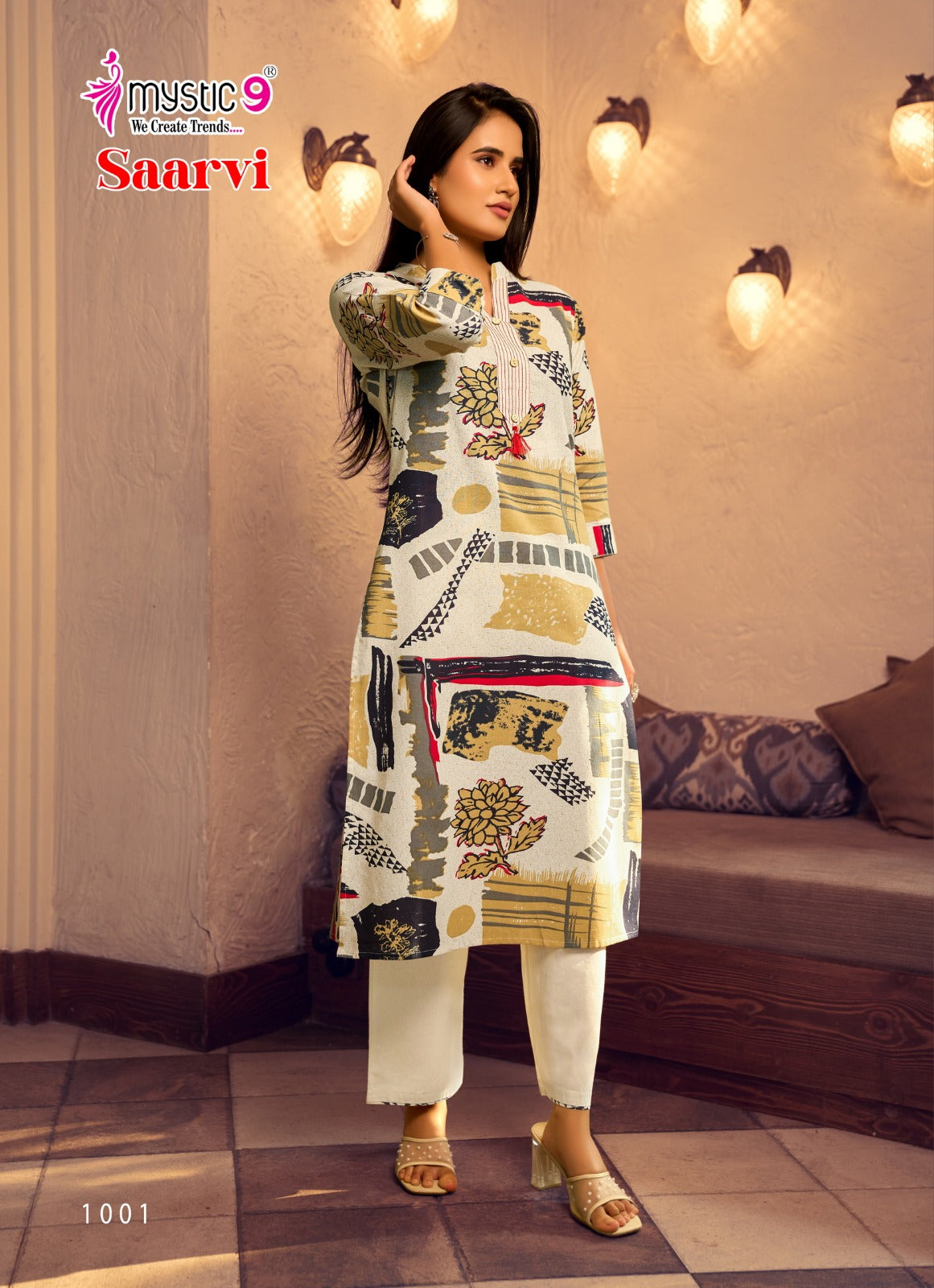 Saarvi Vol 1 Mystic 9 Cotton Kurti Pant Set Wholesaler Ahmedabad