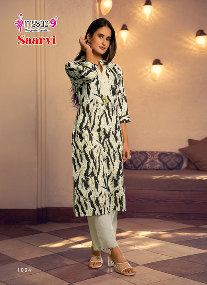 Saarvi Vol 1 Mystic 9 Cotton Kurti Pant Set Wholesaler Ahmedabad