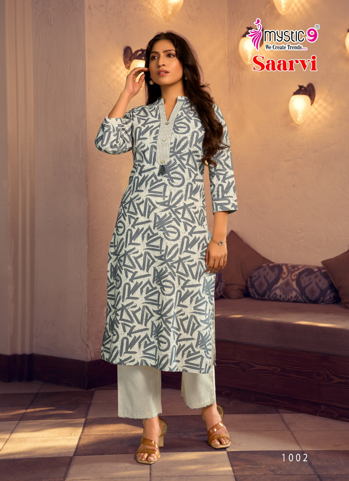Saarvi Vol 1 Mystic 9 Cotton Kurti Pant Set Wholesaler Ahmedabad