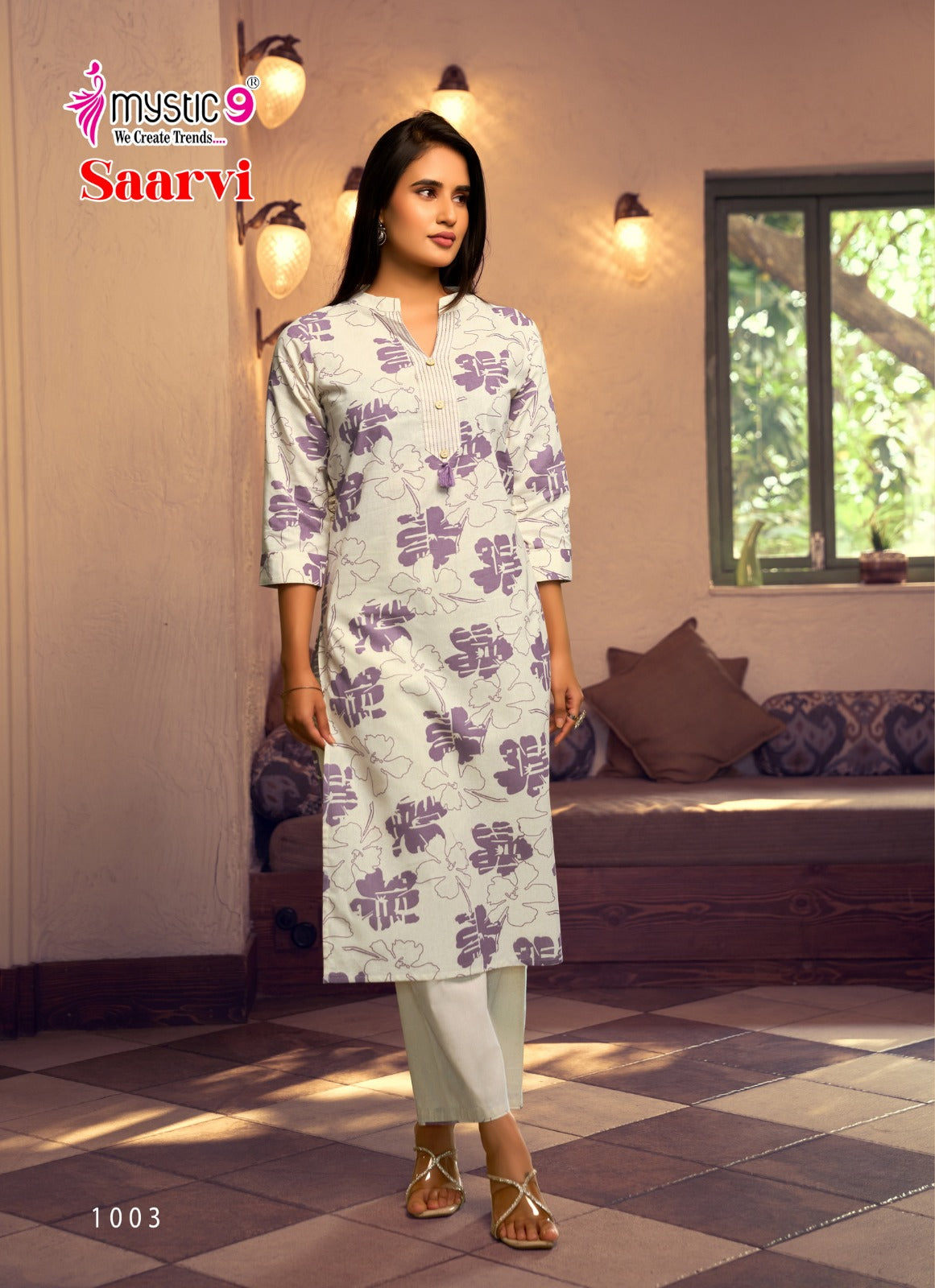 Saarvi Vol 1 Mystic 9 Cotton Kurti Pant Set Wholesaler Ahmedabad