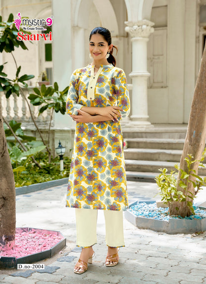 Saarvi Vol 2 Mystic 9 Cotton Kurti Pant Set Exporter India