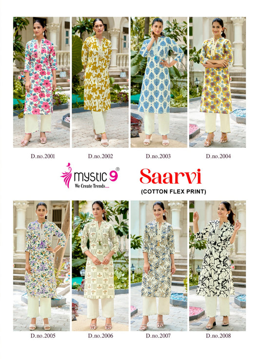 Saarvi Vol 2 Mystic 9 Cotton Kurti Pant Set Exporter India