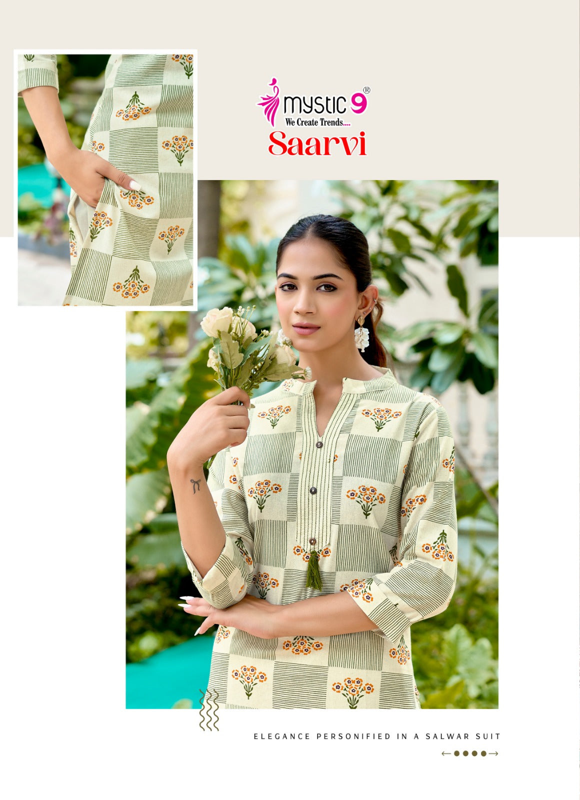 Saarvi Vol 2 Mystic 9 Cotton Kurti Pant Set Exporter India