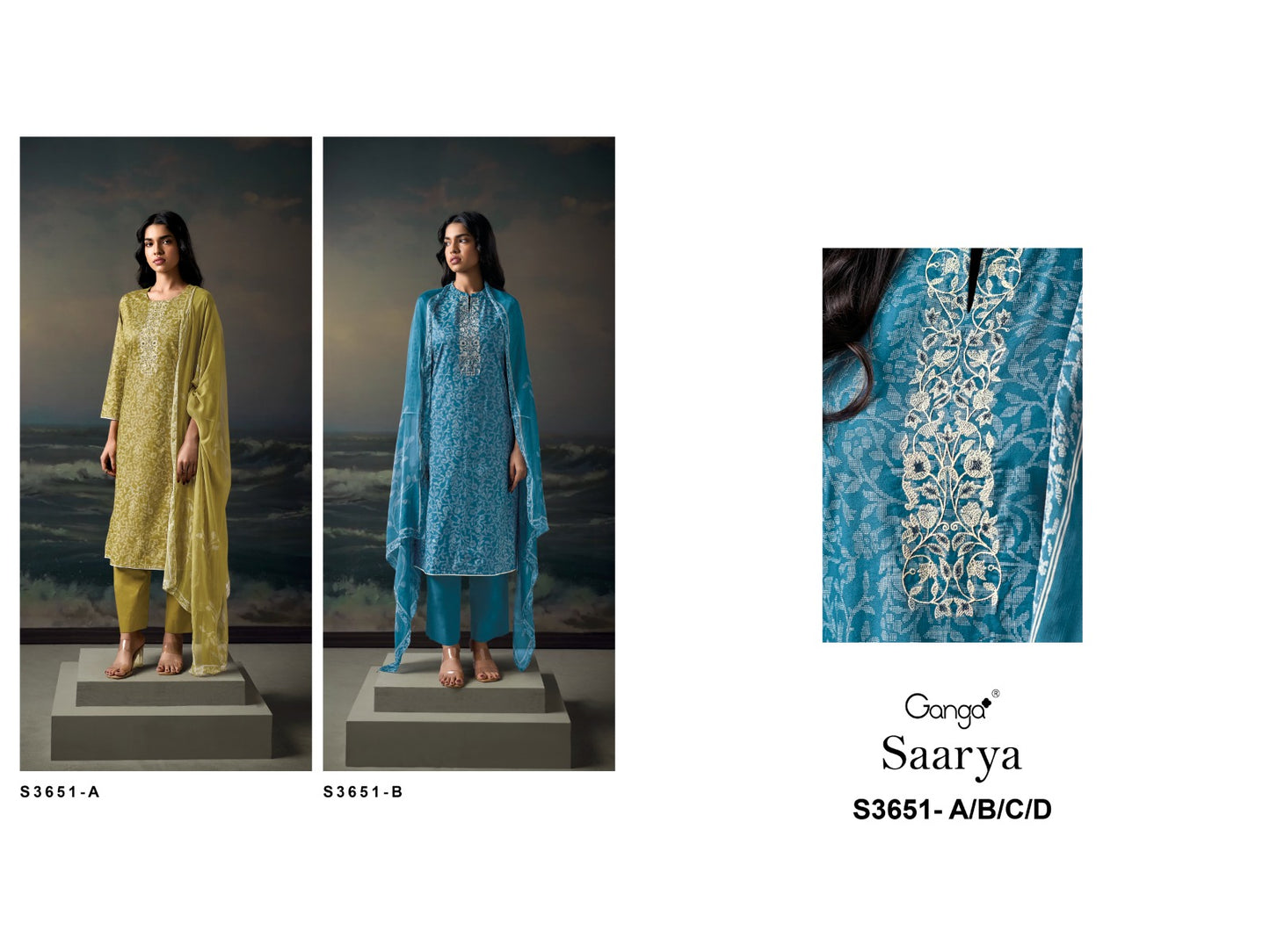 Saarya 3651 Ganga Premium Cotton Pant Style Suits Wholesaler