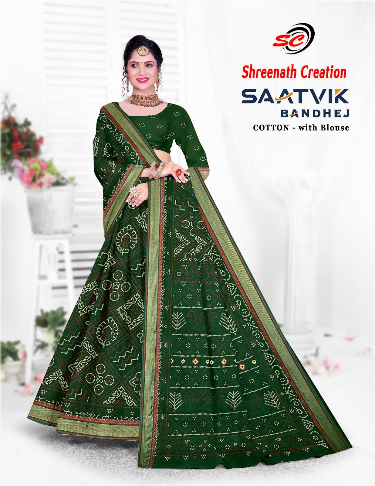 Saatvik Bandhej Sc Cotton Sarees Exporter