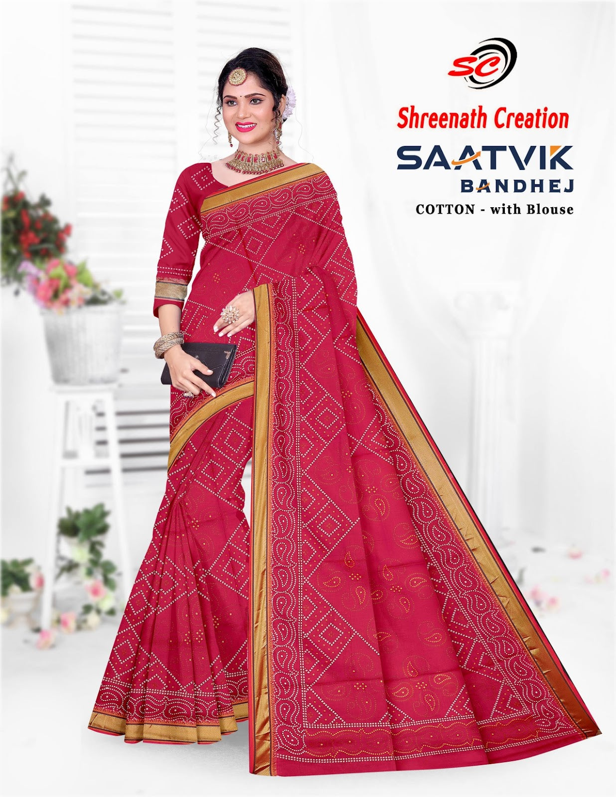 Saatvik Bandhej Sc Cotton Sarees Exporter