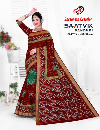 Saatvik Bandhej Sc Cotton Sarees Exporter