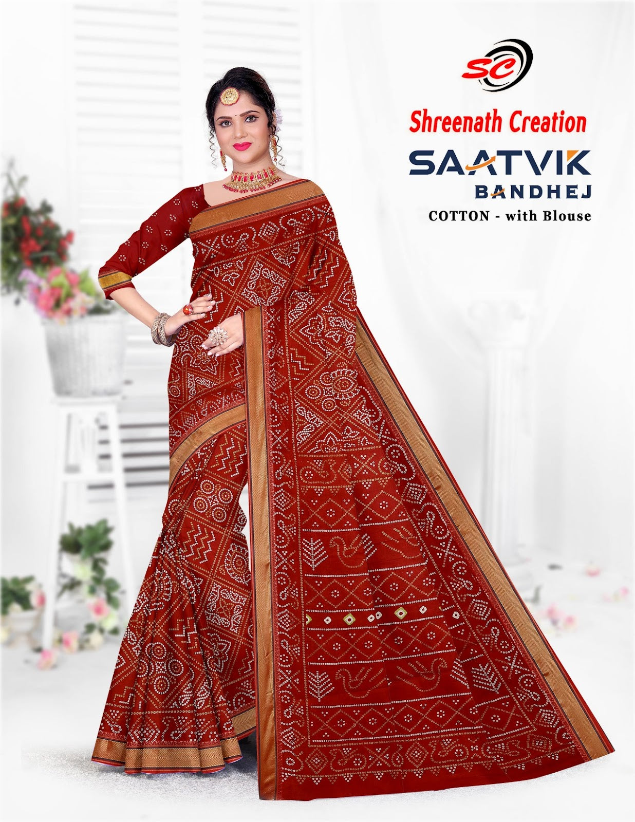 Saatvik Bandhej Sc Cotton Sarees Exporter