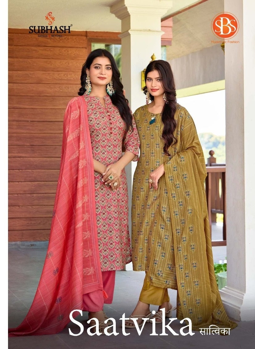 Saatvika Sbs Tussar Silk Readymade Pant Style Suits Wholesaler India