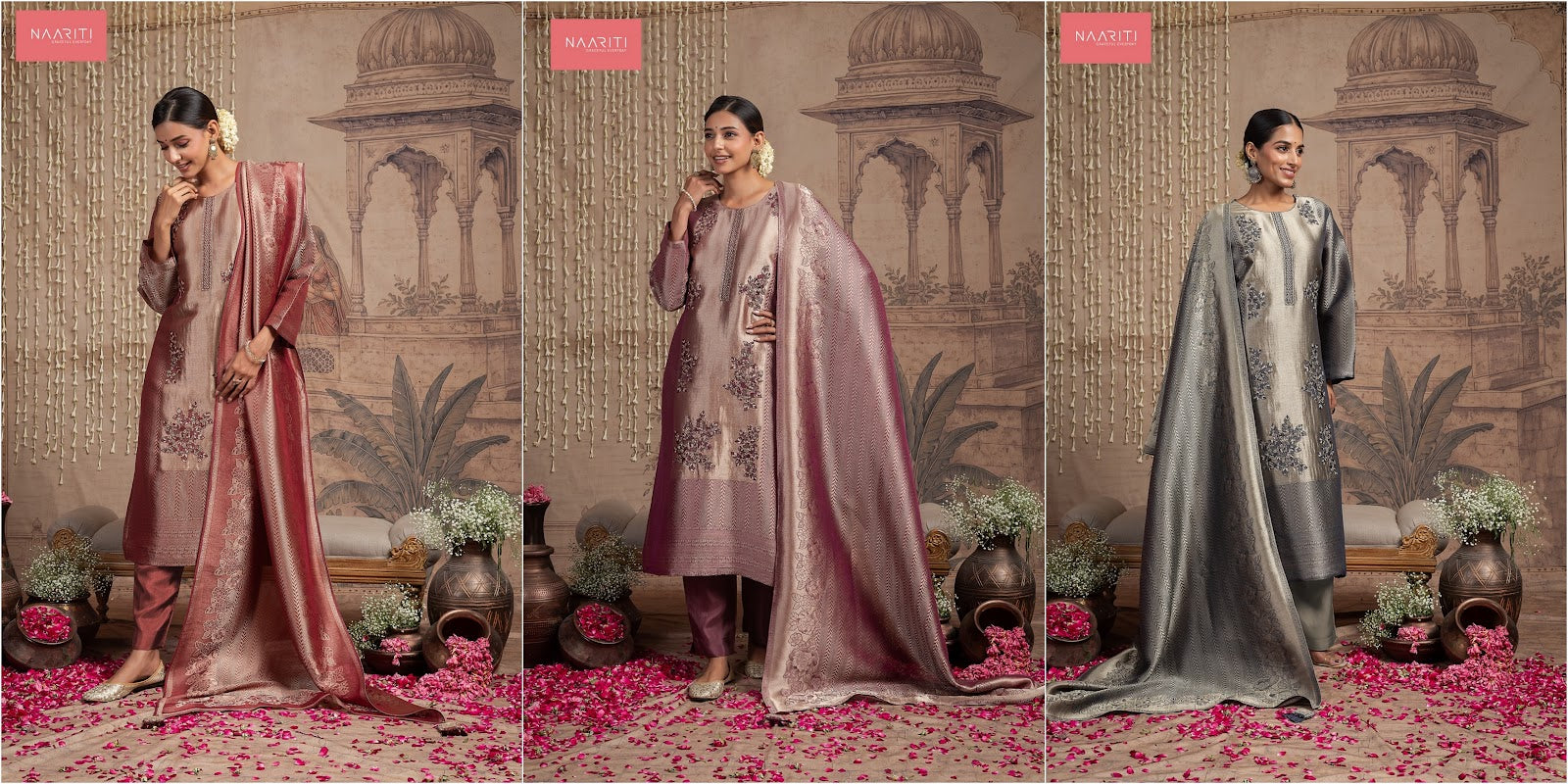 Saavri Naariti Silk Jacquard Pant Style Suits Exporter Gujarat