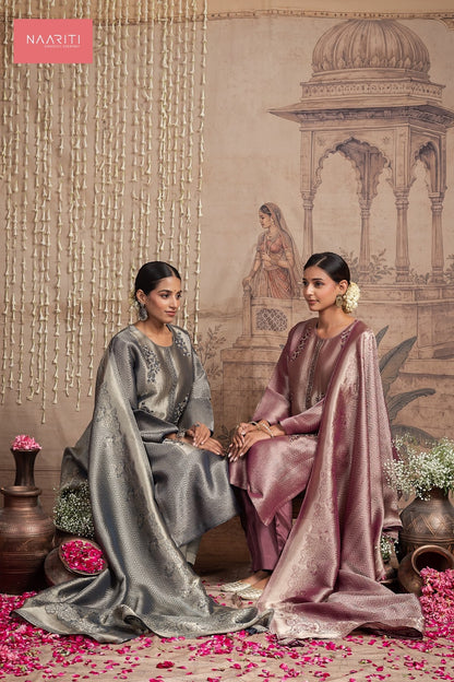 Saavri Naariti Silk Jacquard Pant Style Suits Exporter Gujarat