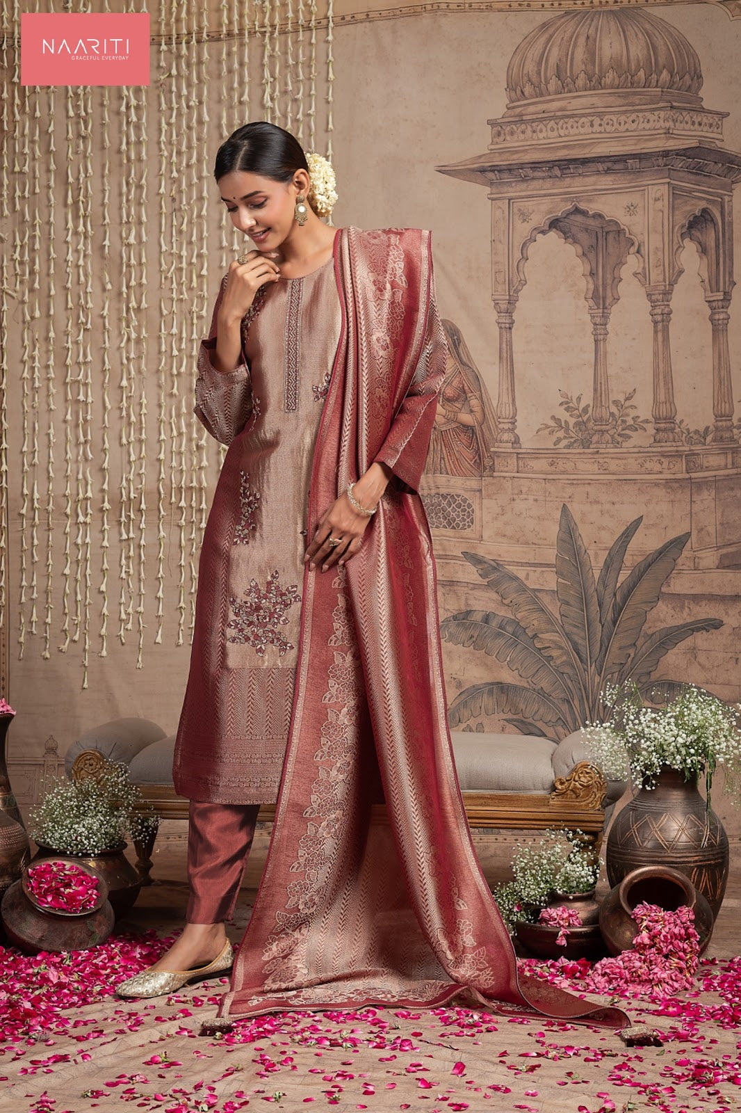 Saavri Naariti Silk Jacquard Pant Style Suits Exporter Gujarat
