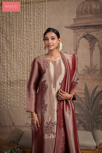Saavri Naariti Silk Jacquard Pant Style Suits Exporter Gujarat