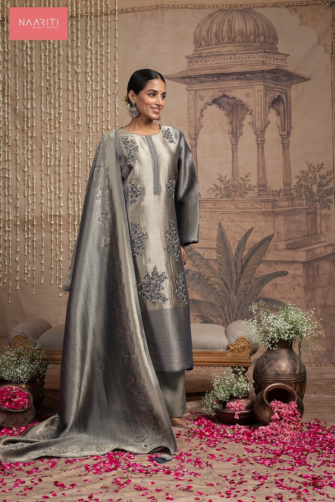 Saavri Naariti Silk Jacquard Pant Style Suits Exporter Gujarat