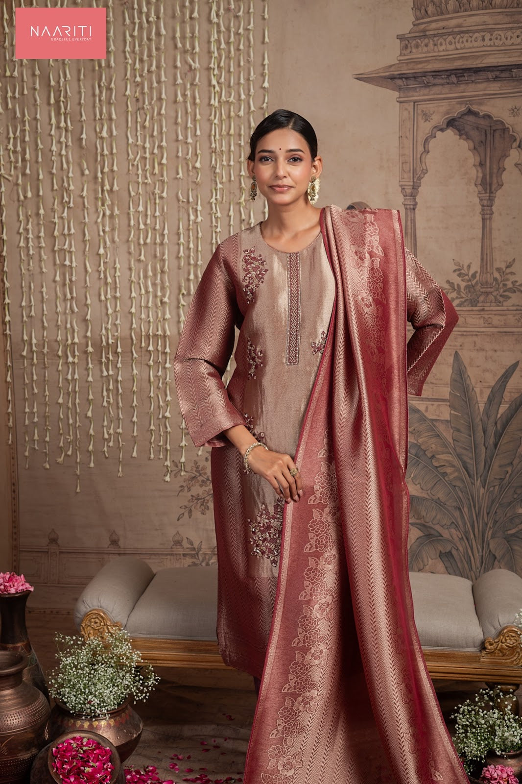 Saavri Naariti Silk Jacquard Pant Style Suits Exporter Gujarat