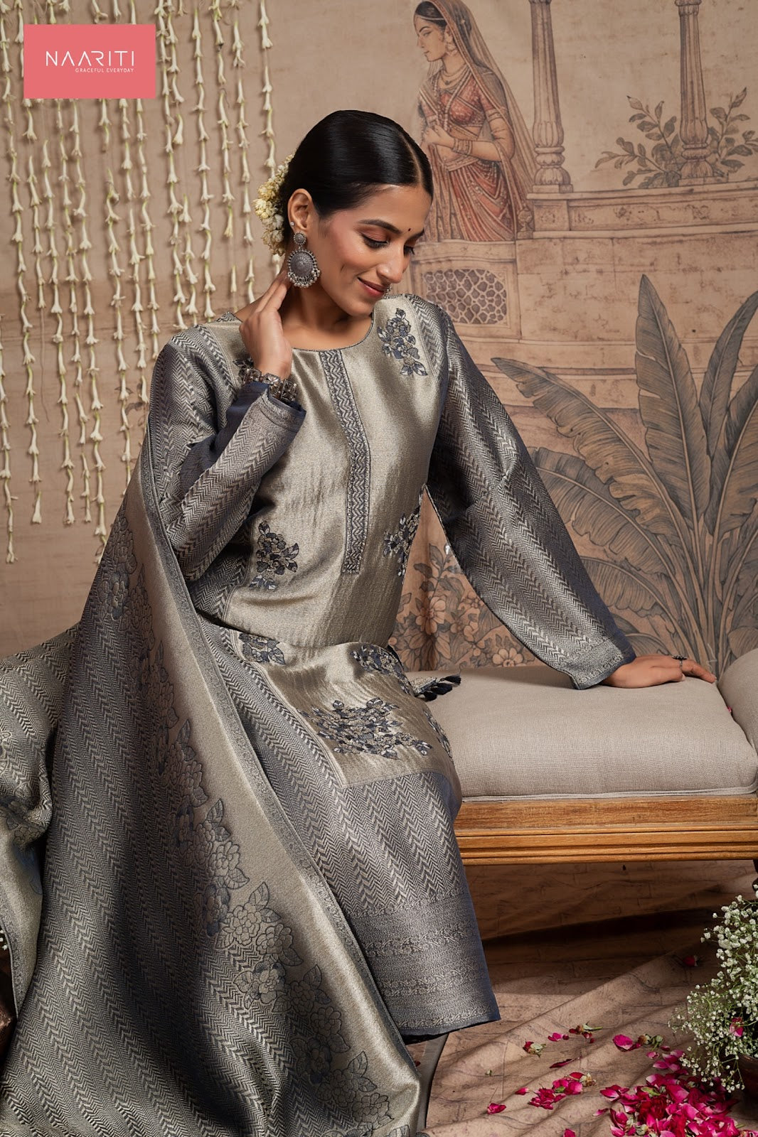 Saavri Naariti Silk Jacquard Pant Style Suits Exporter Gujarat