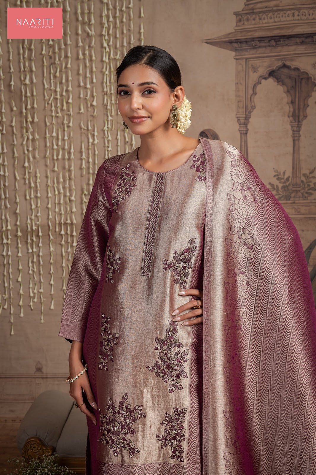 Saavri Naariti Silk Jacquard Pant Style Suits Exporter Gujarat