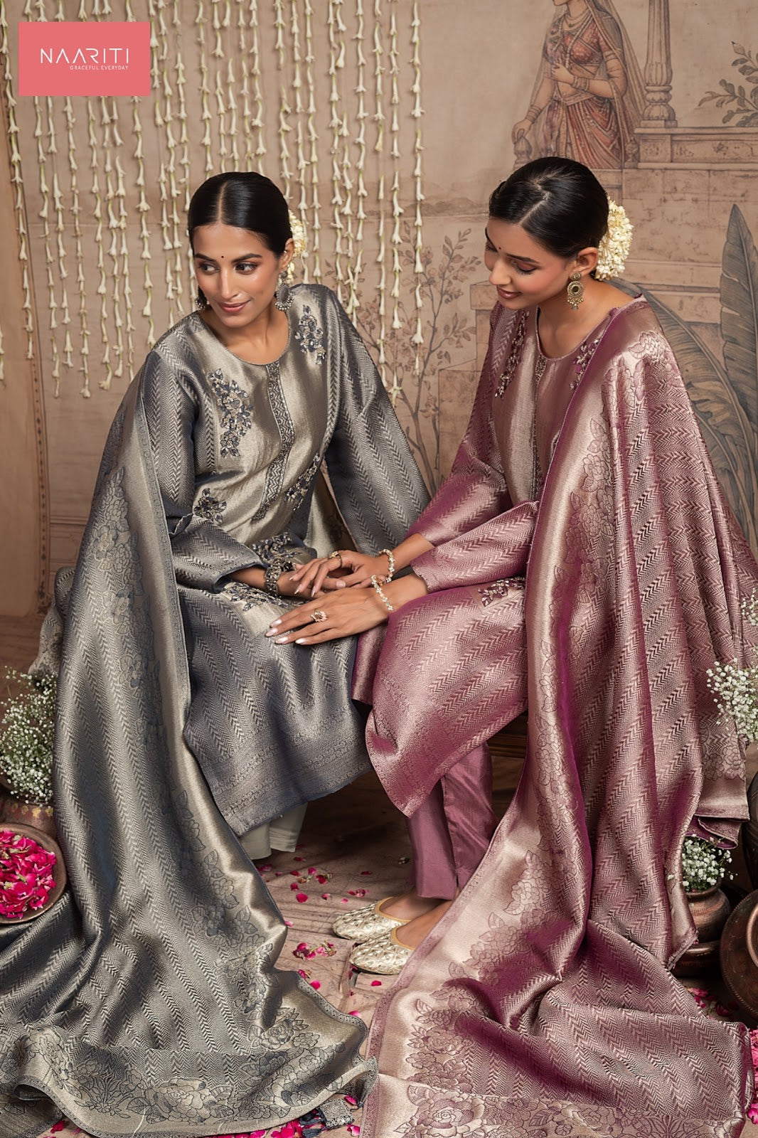 Saavri Naariti Silk Jacquard Pant Style Suits Exporter Gujarat