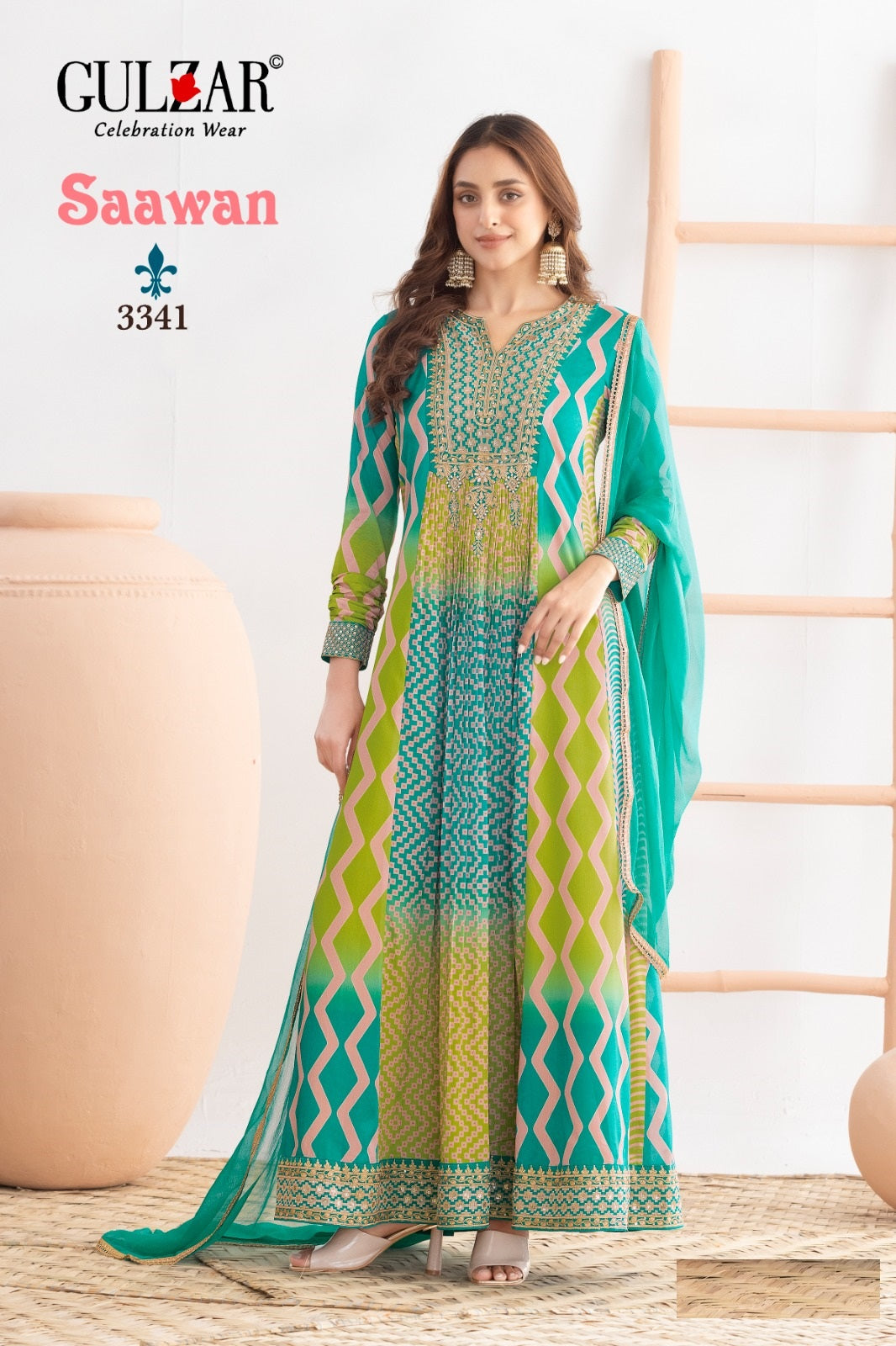 Saawan Gulzar Chinon Gown Dupatta Set Exporter Gujarat