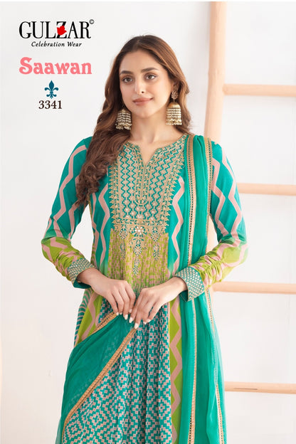 Saawan Gulzar Chinon Gown Dupatta Set Exporter Gujarat