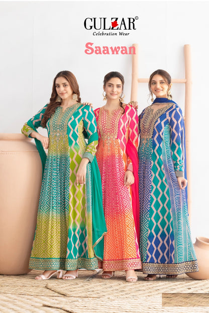 Saawan Gulzar Chinon Gown Dupatta Set Exporter Gujarat