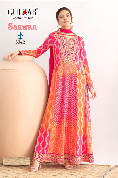 Saawan Gulzar Chinon Gown Dupatta Set Exporter Gujarat