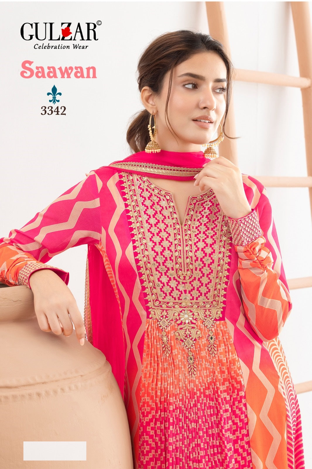 Saawan Gulzar Chinon Gown Dupatta Set Exporter Gujarat