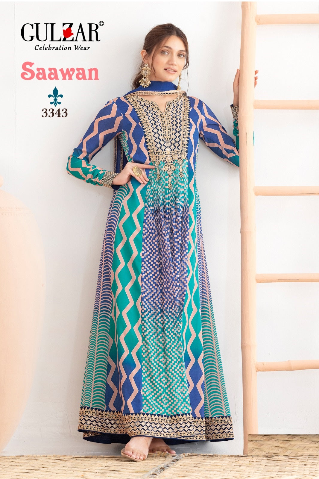 Saawan Gulzar Chinon Gown Dupatta Set Exporter Gujarat