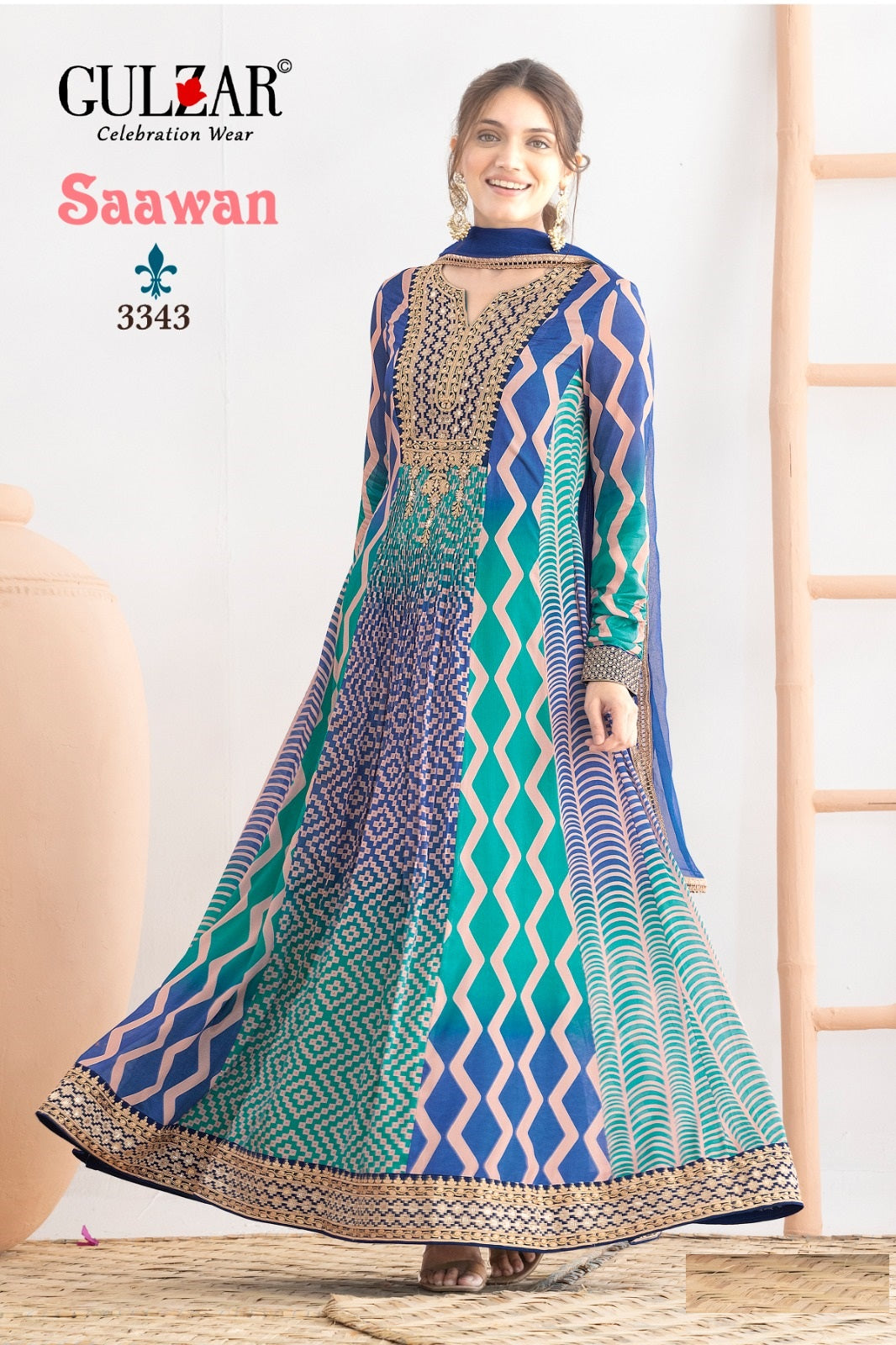 Saawan Gulzar Chinon Gown Dupatta Set Exporter Gujarat