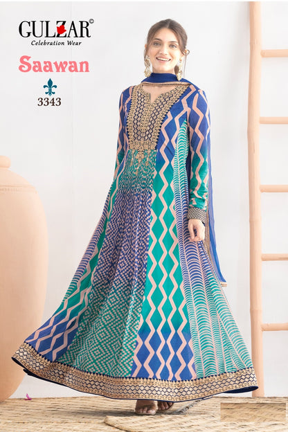 Saawan Gulzar Chinon Gown Dupatta Set Exporter Gujarat