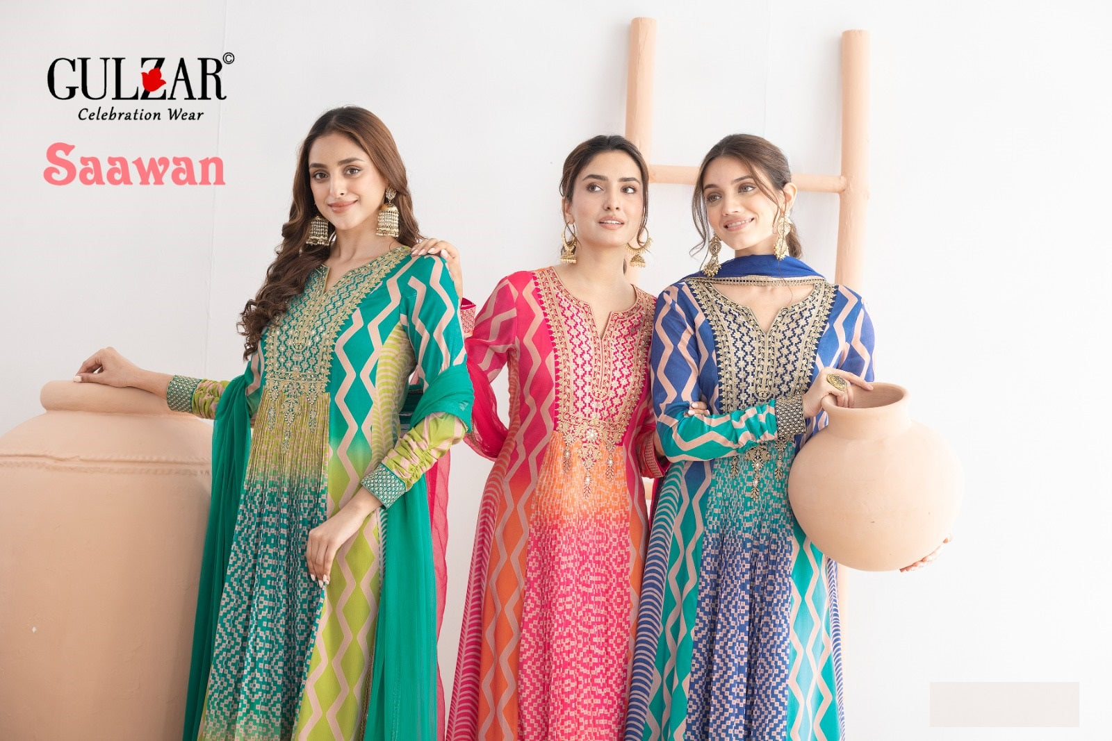 Saawan Gulzar Chinon Gown Dupatta Set Exporter Gujarat