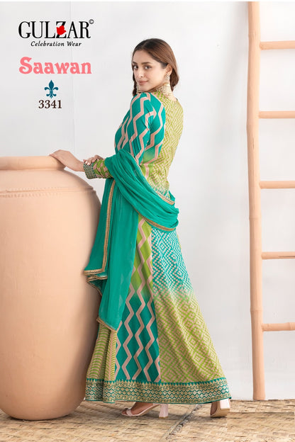 Saawan Gulzar Chinon Gown Dupatta Set Exporter Gujarat