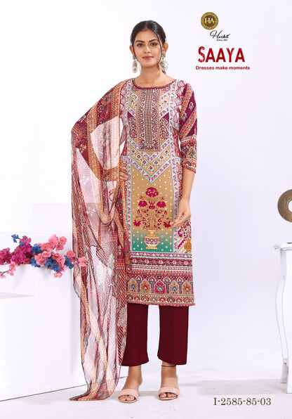 Saaya Harshit Fashion Viscose Reyon Karachi Salwar Suits Manufacturer Ahmedabad