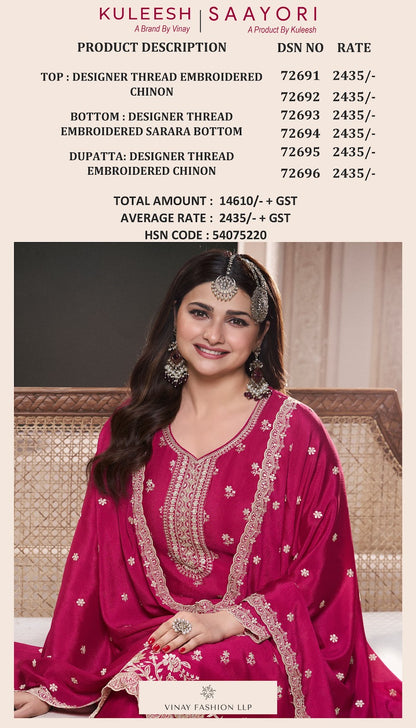 Saayori Kuleesh Vinay Fashion Llp Chinon Sharara Style Suits Wholesale Price