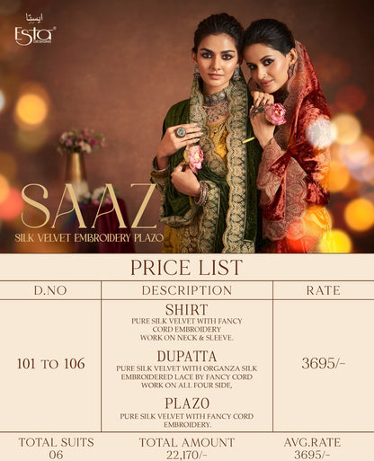 Saaz Esta Designs Velvet Suits Exporter