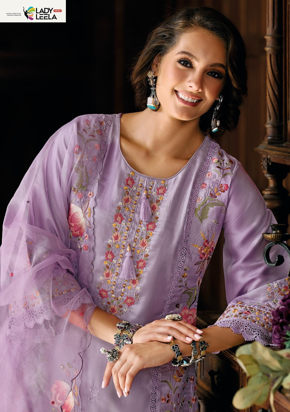 Saaz Ladyleela Viscose Readymade Pant Style Suits Supplier Gujarat