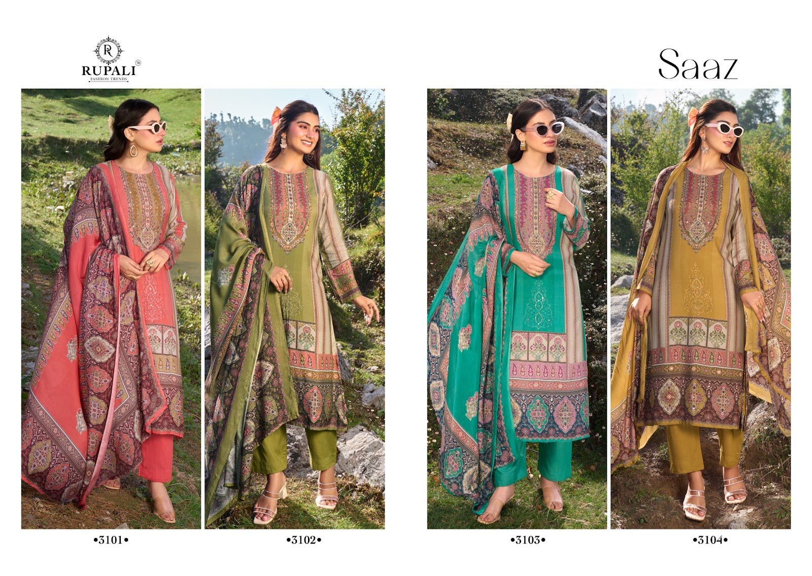 Saaz Rupali Viscose Muslin Pant Style Suits Wholesale