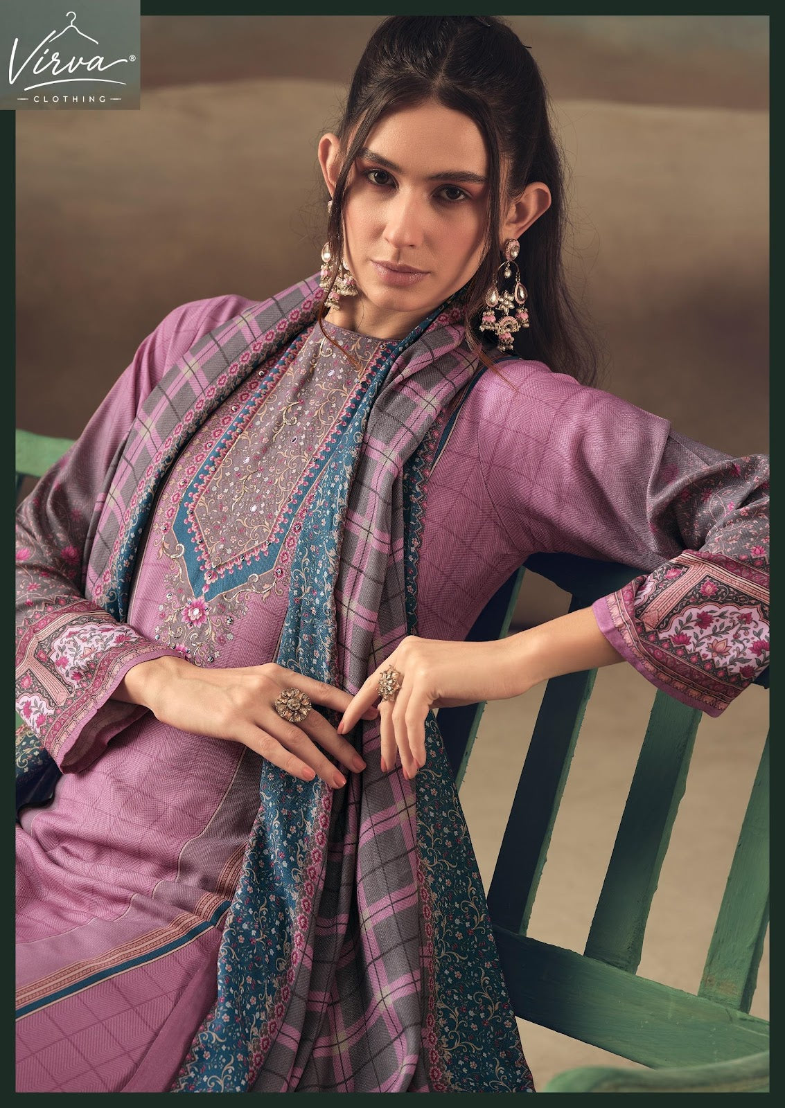 Saaz Virva Viscose Pashmina Suits Exporter India