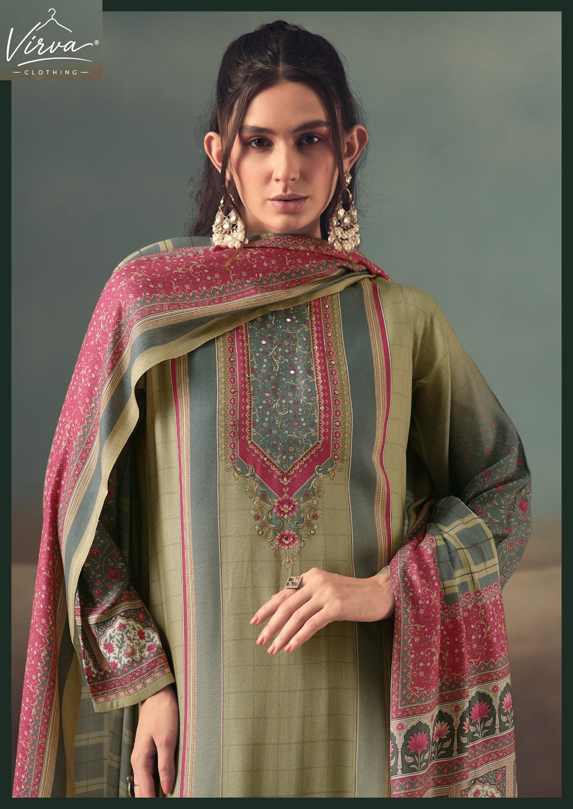 Saaz Virva Viscose Pashmina Suits Exporter India