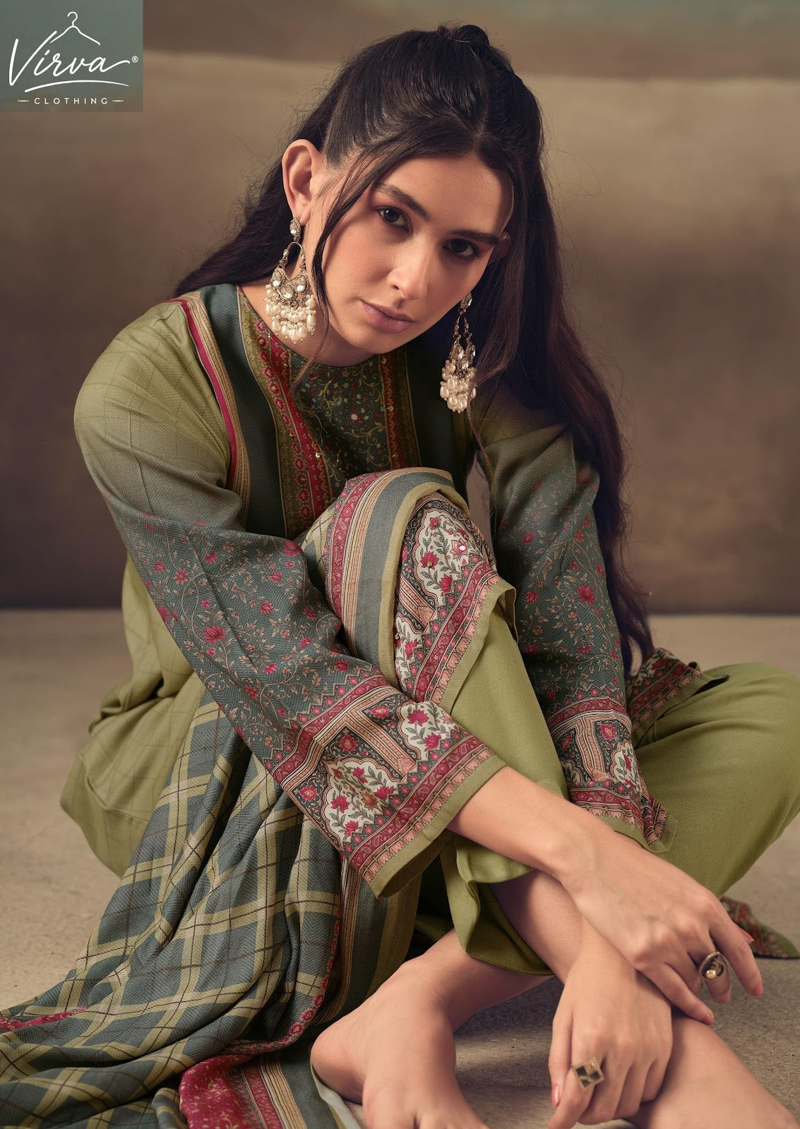 Saaz Virva Viscose Pashmina Suits Exporter India