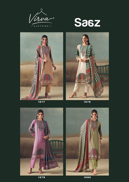Saaz Virva Viscose Pashmina Suits Exporter India