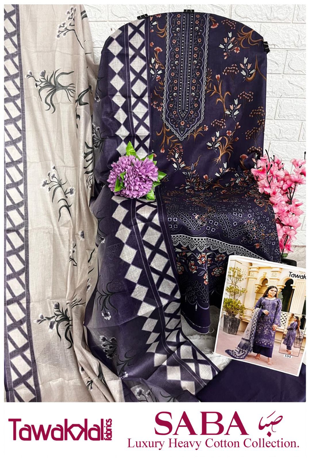 Saba Luxury Cotton Collection Tawakkal Fabrics Karachi Salwar Suits Supplier Ahmedabad