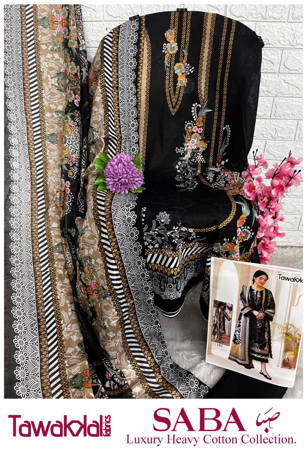 Saba Luxury Cotton Collection Tawakkal Fabrics Karachi Salwar Suits Supplier Ahmedabad