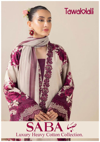 Saba Luxury Heavy Cotton Collection Tawakkal Fabrics Karachi Readymade Suits Wholesale