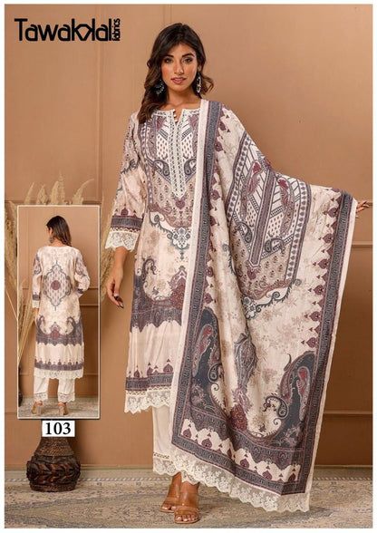Saba Luxury Heavy Cotton Collection Tawakkal Fabrics Karachi Readymade Suits Wholesale