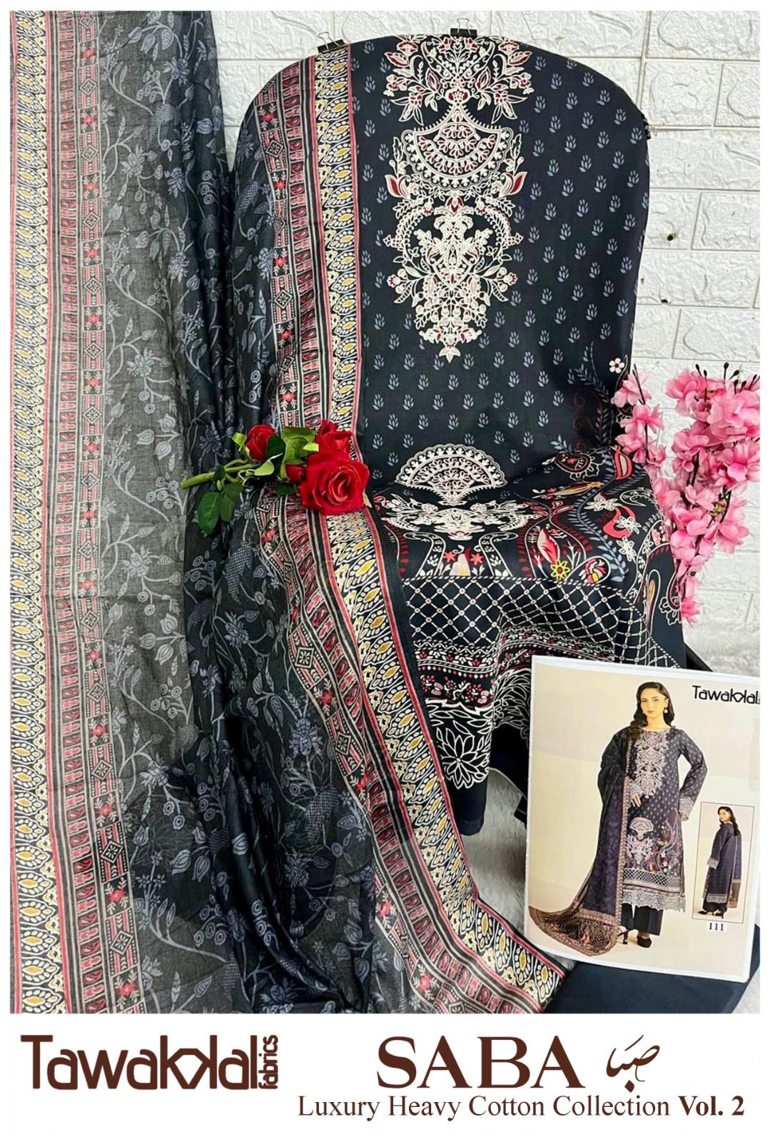 Saba Vol 2 Luxury Cotton Collection Tawakkal Fabrics Karachi Salwar Suits Manufacturer Gujarat