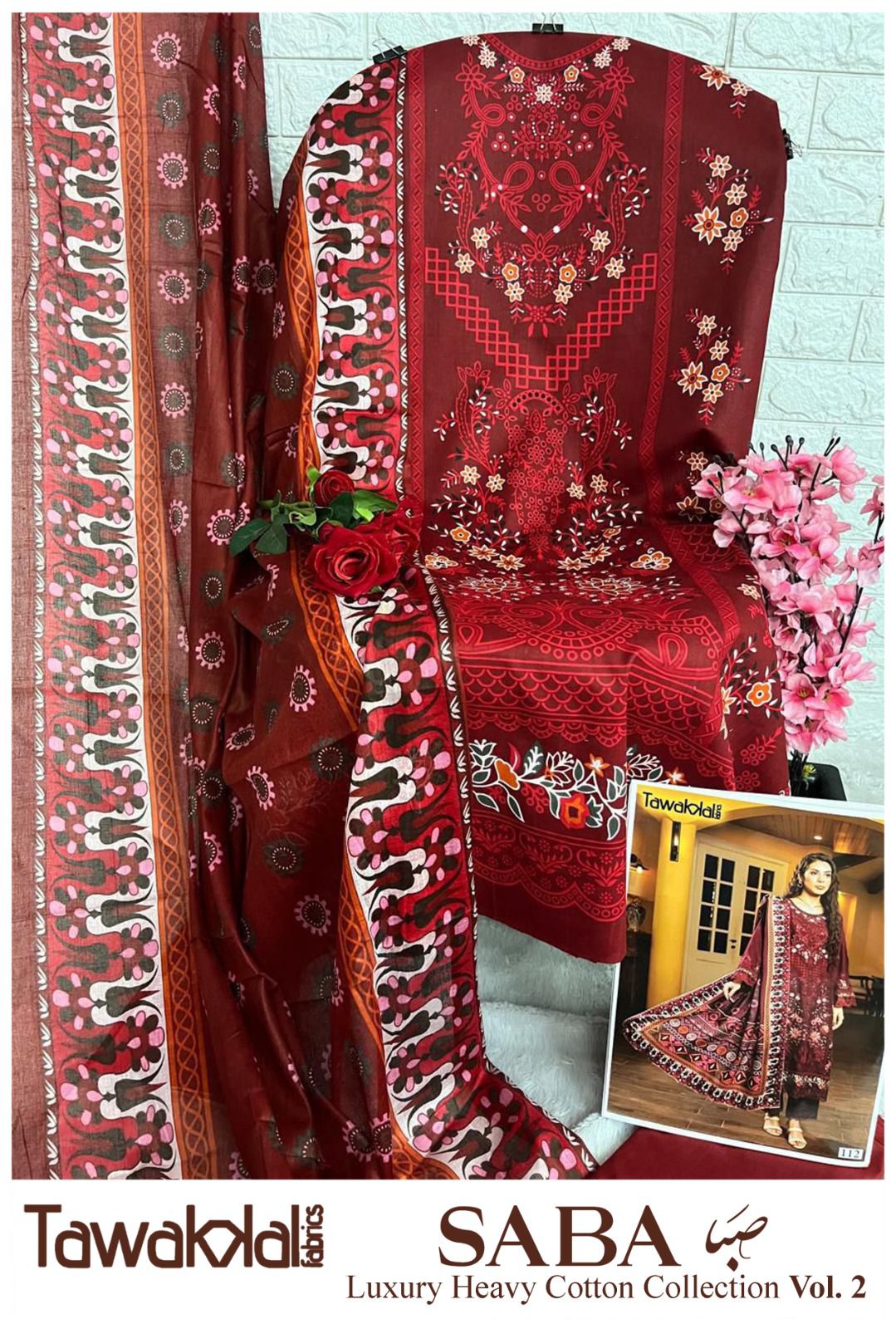 Saba Vol 2 Luxury Cotton Collection Tawakkal Fabrics Karachi Salwar Suits Manufacturer Gujarat